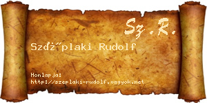 Széplaki Rudolf névjegykártya